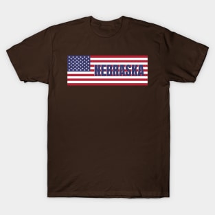 Nebraska State in American Flag T-Shirt